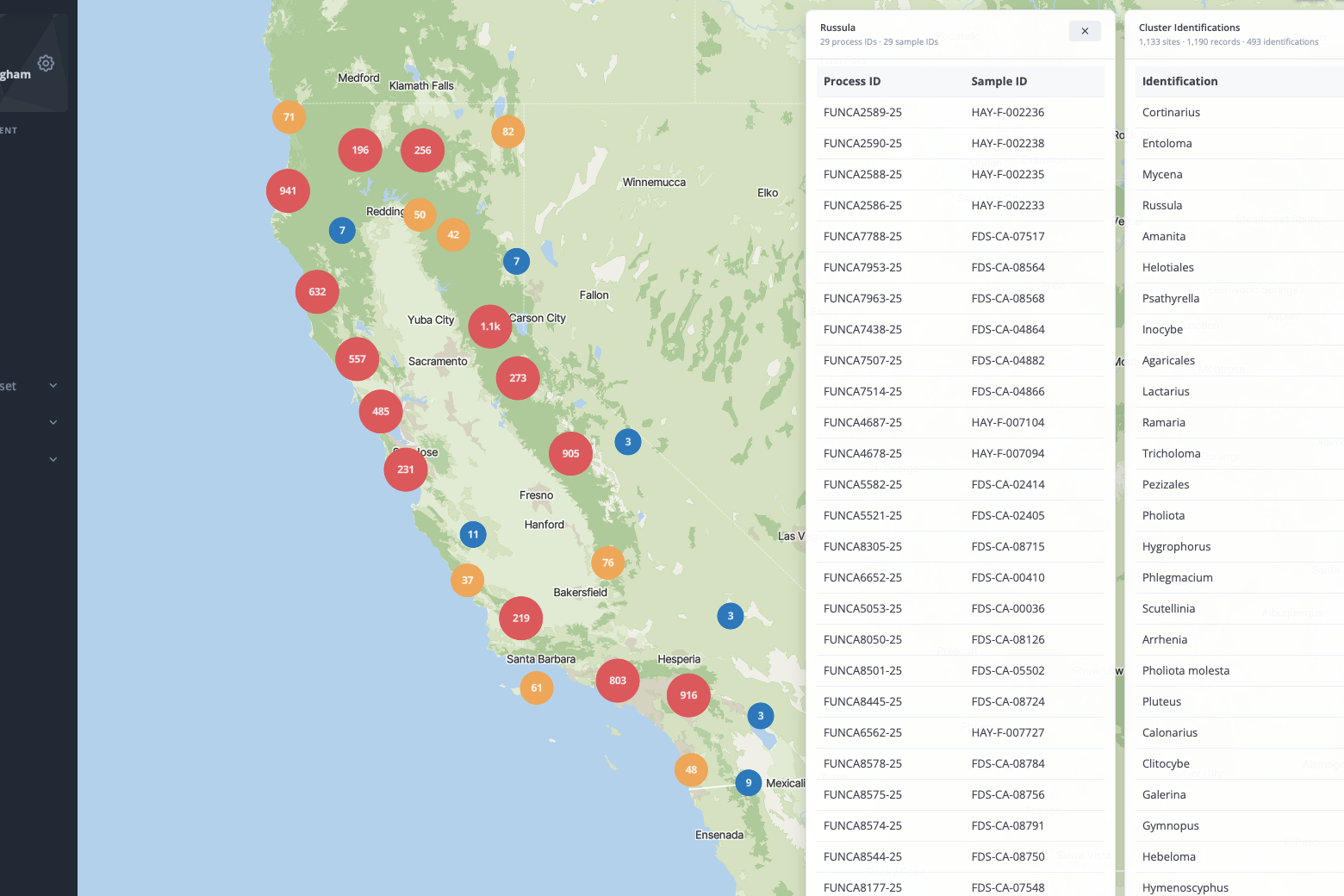 BIO&middot;NEXUS integrated geospatial visualization showing data at multiple resolutions with clustering and per-record drill-down